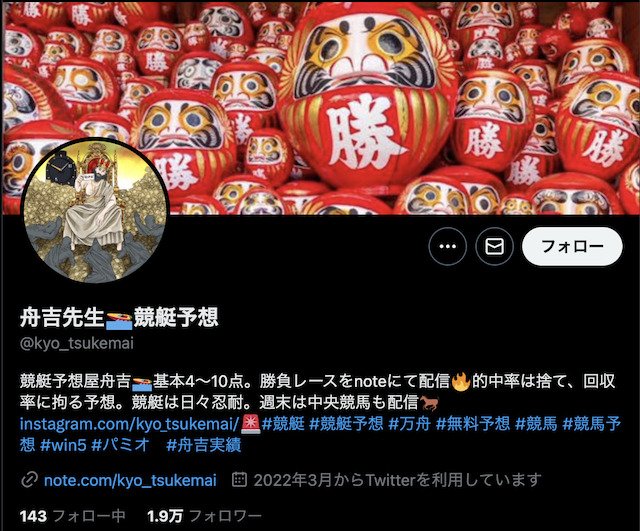 舟吉先生のツイッターアカウントの画像